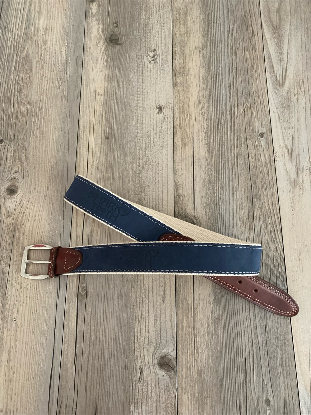 YRI Yachtwear Research Inc. Men’s Belt Sharks Tooth Solid Brass Buckle USA 36
